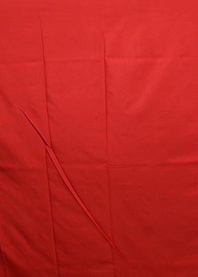 Red Dupion Silk Saree With Blouse Piece