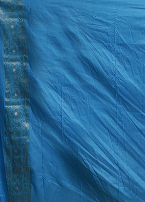 Blue Dupion Silk Saree With Blouse Piece