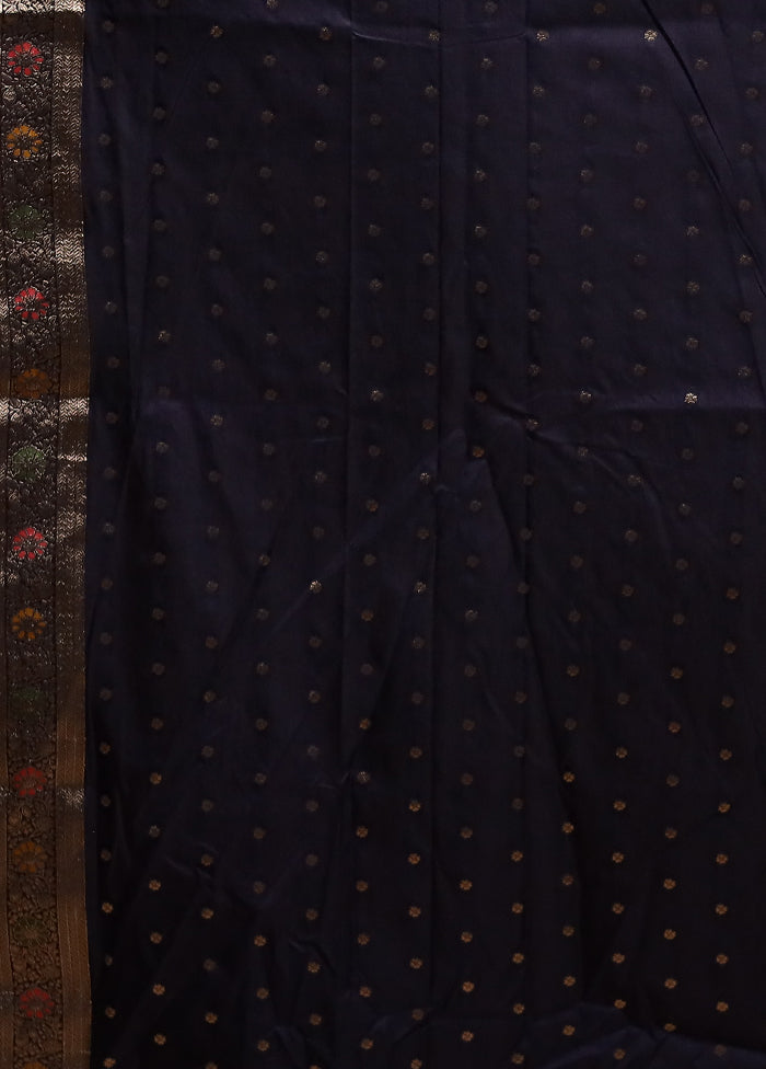 Blue Dupion Silk Saree With Blouse Piece