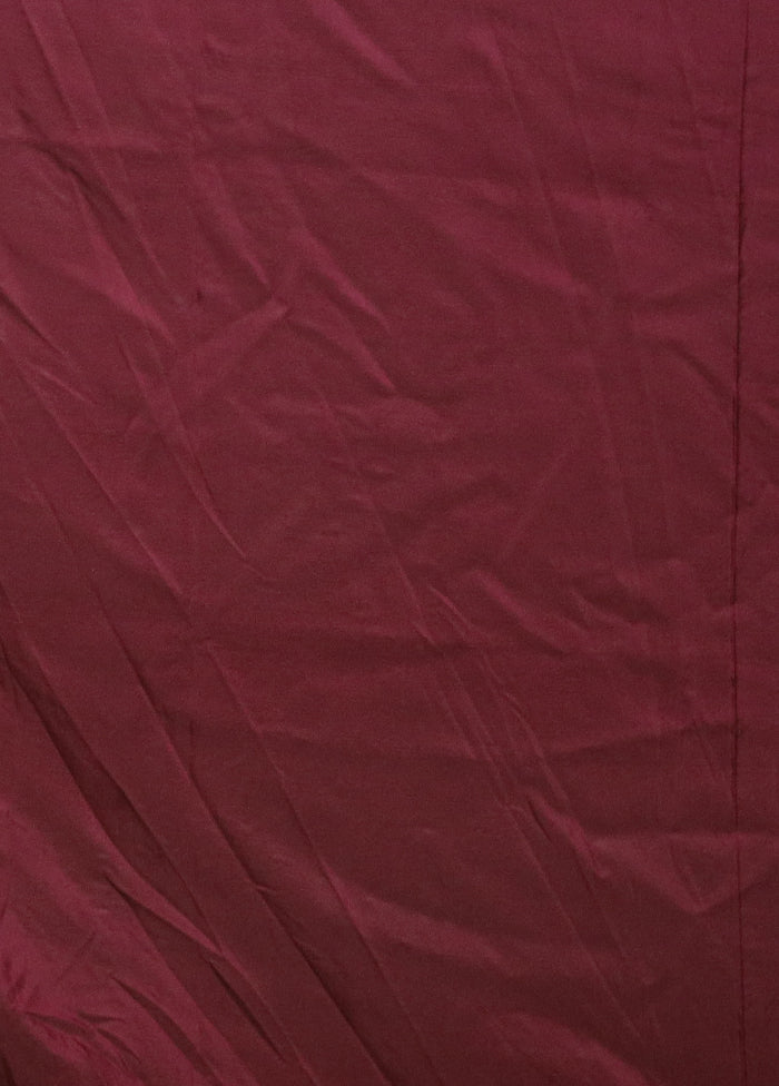 Maroon Dupion Silk Saree With Blouse Piece