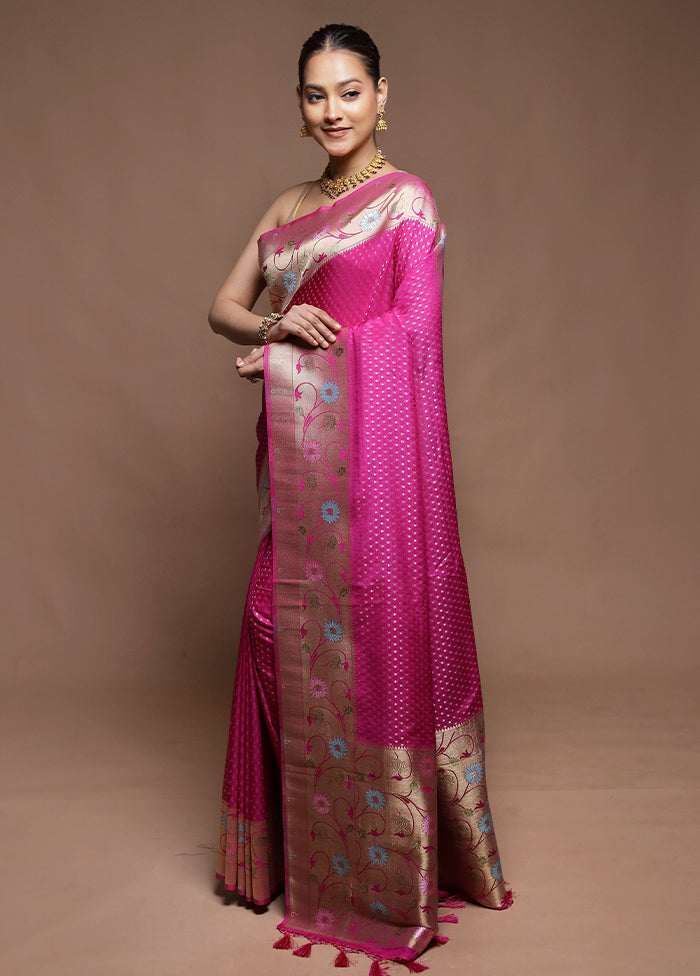 Pink Dupion Silk Saree With Blouse Piece