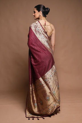 Maroon Dupion Silk Saree With Blouse Piece