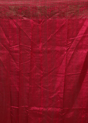 Red Handloom Tussar Pure Silk Saree With Blouse Piece