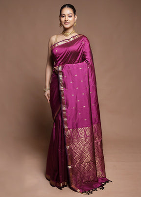 Purple Kanjivaram Silk Saree With Blouse Piece