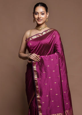 Purple Kanjivaram Silk Saree With Blouse Piece