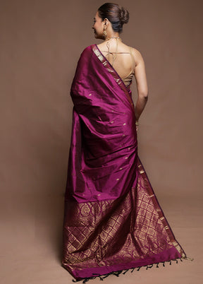 Purple Kanjivaram Silk Saree With Blouse Piece
