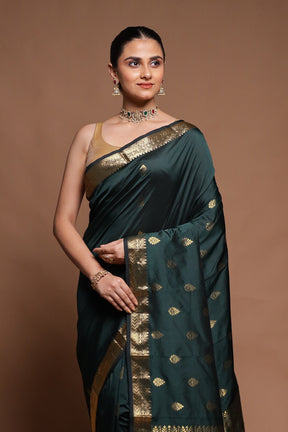 Green Kanjivaram Silk Saree With Blouse Piece