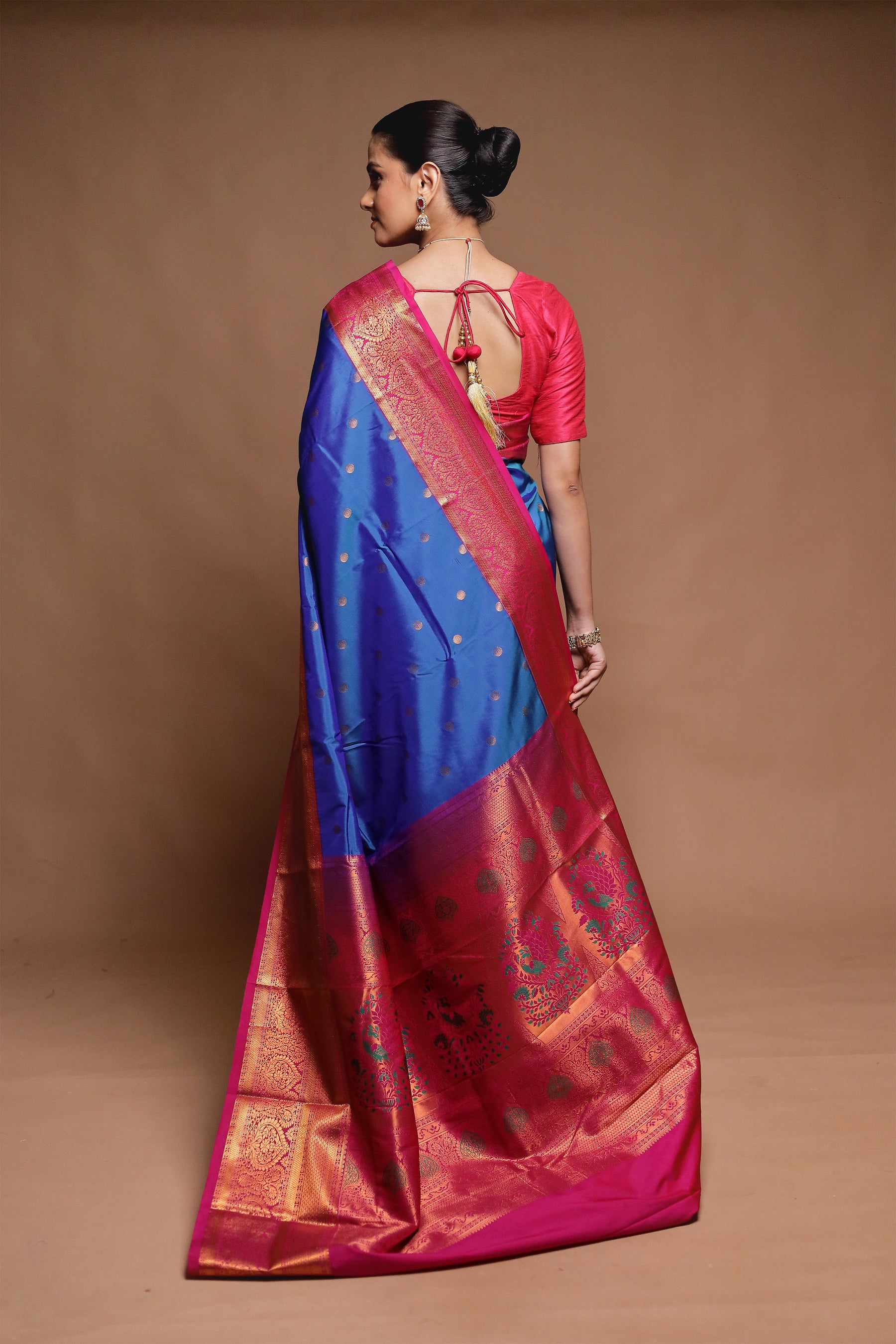 Blue Kanjivaram Silk Saree With Blouse Piece
