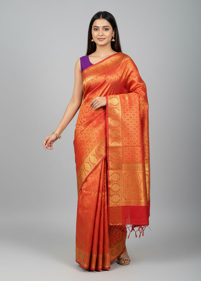 Purple Kanjivaram Silk Saree With Blouse Piece
