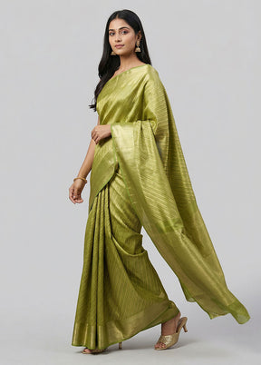 Green Handloom Kanchipuram Pure Silk Saree With Blouse Piece