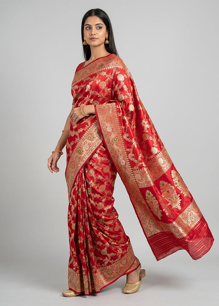 Pink Handloom Katan Pure Silk Saree With Blouse Piece