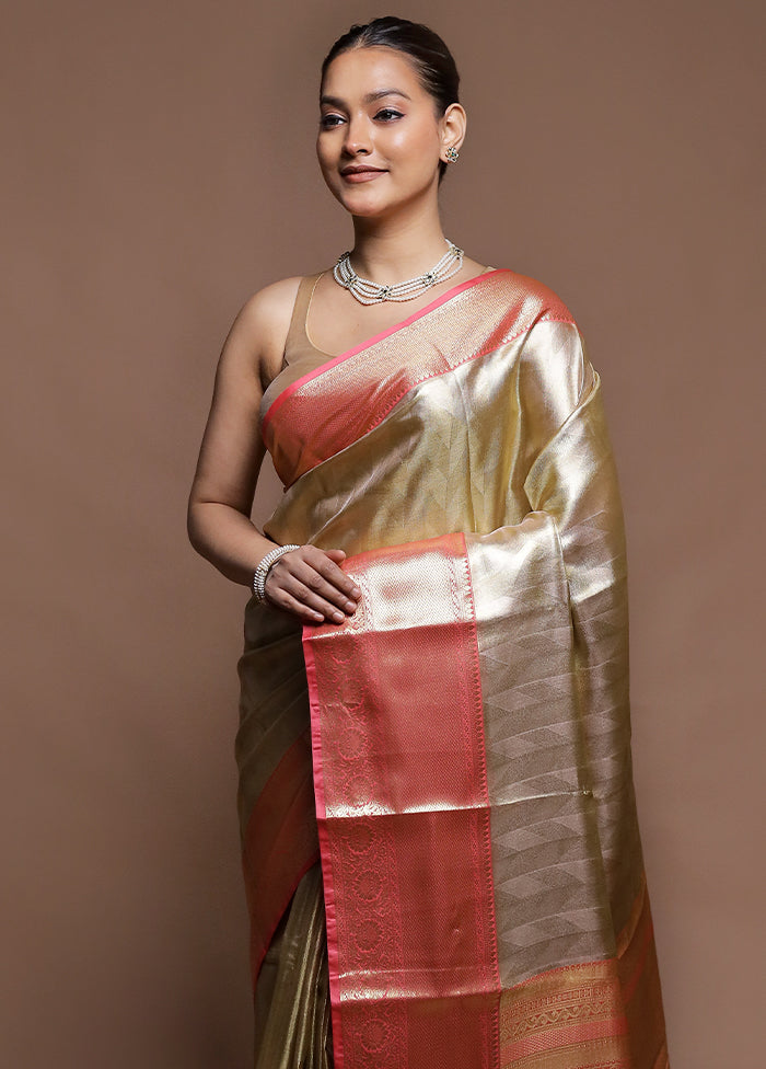 Gold Tissue Silk Saree With Blouse Piece