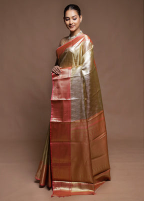 Gold Tissue Silk Saree With Blouse Piece