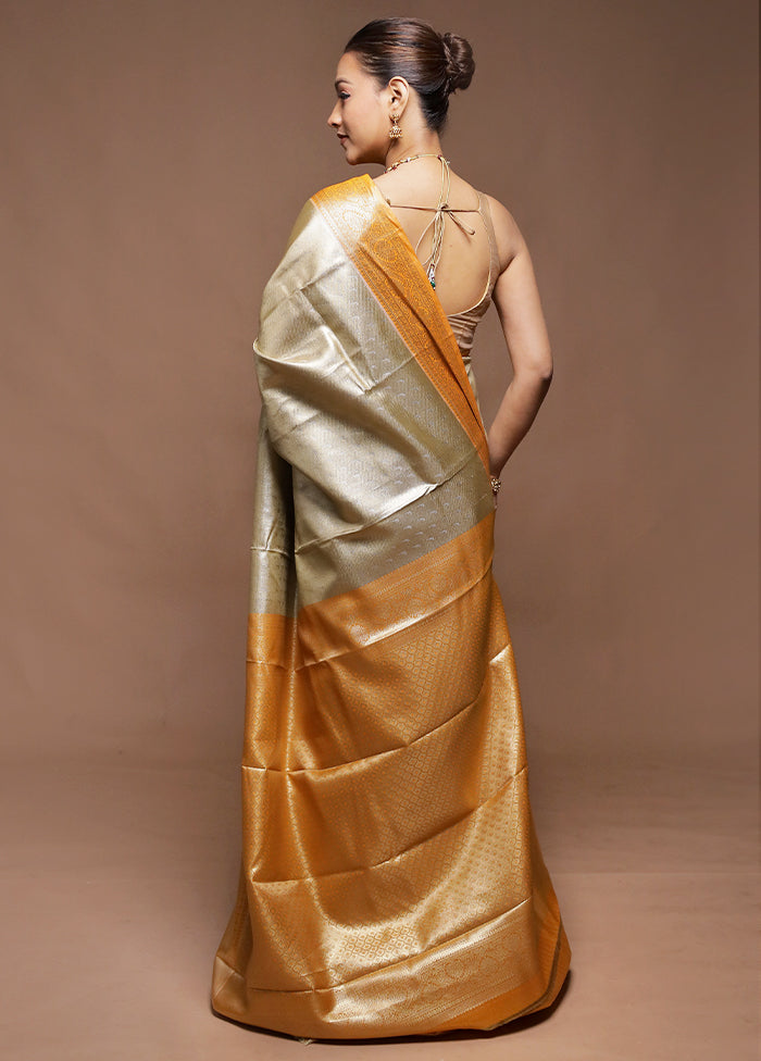Grey Tissue Silk Saree With Blouse Piece
