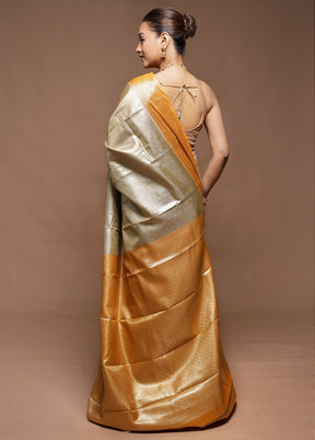 Grey Tissue Silk Saree With Blouse Piece