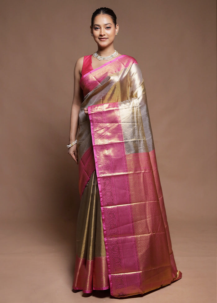Gold Tissue Silk Saree With Blouse Piece