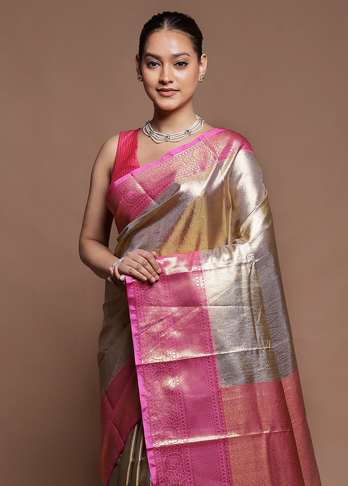 Gold Tissue Silk Saree With Blouse Piece