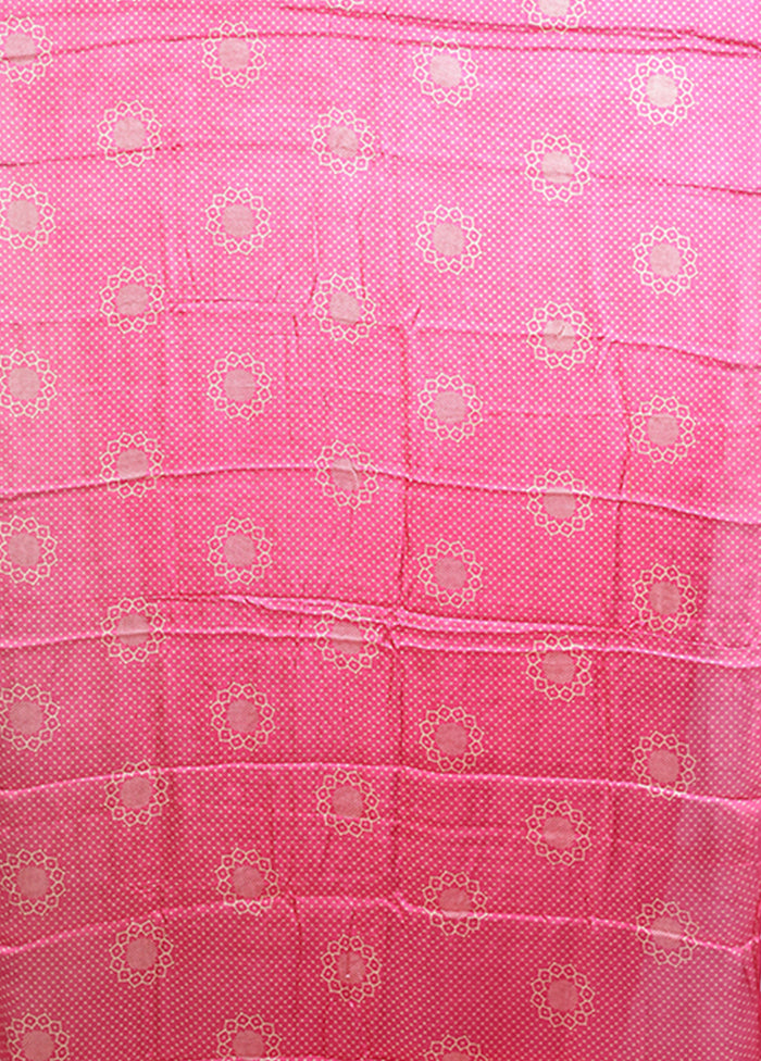 Pink Printed Silk Saree Without Blouse Piece