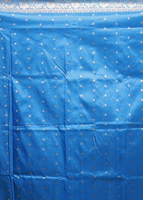 Blue Handloom Katan Pure Silk Saree With Blouse Piece