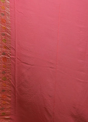 Pink Handloom Pure Georgette Saree With Blouse Piece
