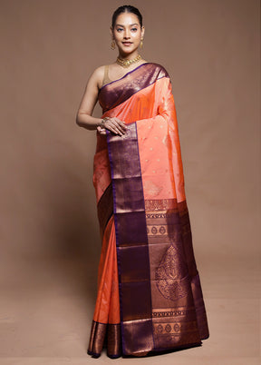 Pink Kanjivaram Silk Saree With Blouse Piece