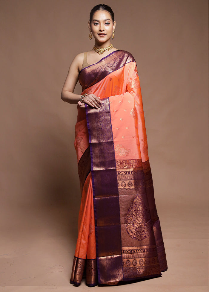 Pink Kanjivaram Silk Saree With Blouse Piece