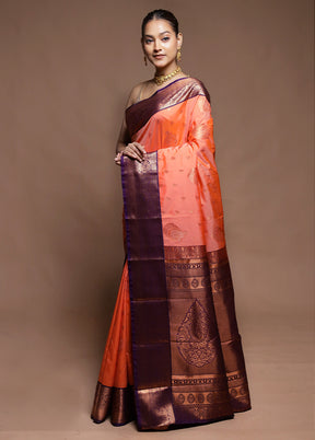 Pink Kanjivaram Silk Saree With Blouse Piece