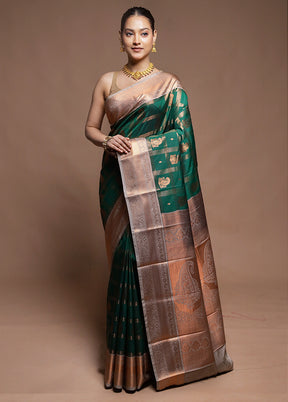 Green Kanjivaram Silk Saree With Blouse Piece