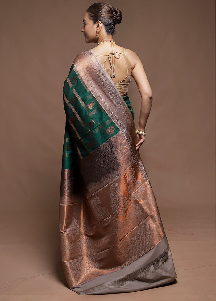 Green Kanjivaram Silk Saree With Blouse Piece