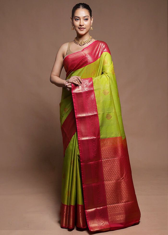 Green Kanjivaram Silk Saree With Blouse Piece