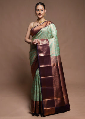 Green Kanjivaram Silk Saree With Blouse Piece