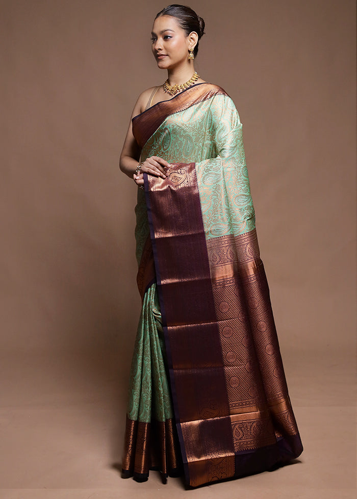Green Kanjivaram Silk Saree With Blouse Piece