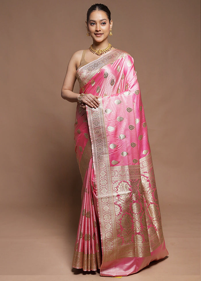 Pink Tanchoi Silk Saree With Blouse Piece