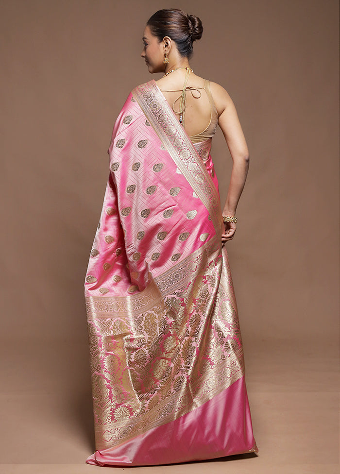 Pink Tanchoi Silk Saree With Blouse Piece