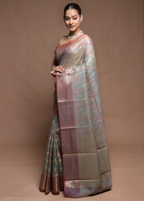 Grey Kora Silk Saree With Blouse Piece