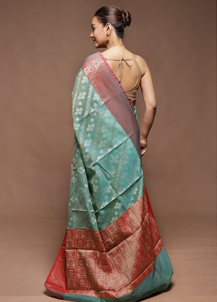 Green Kora Silk Saree With Blouse Piece
