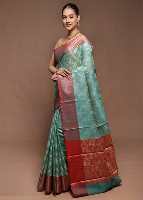 Green Kora Silk Saree With Blouse Piece