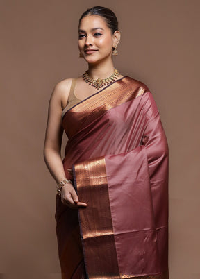 Maroon Dupion Silk Saree With Blouse Piece