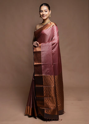 Maroon Dupion Silk Saree With Blouse Piece