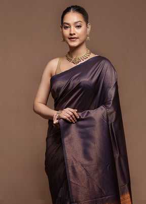 Purple Dupion Silk Saree With Blouse Piece