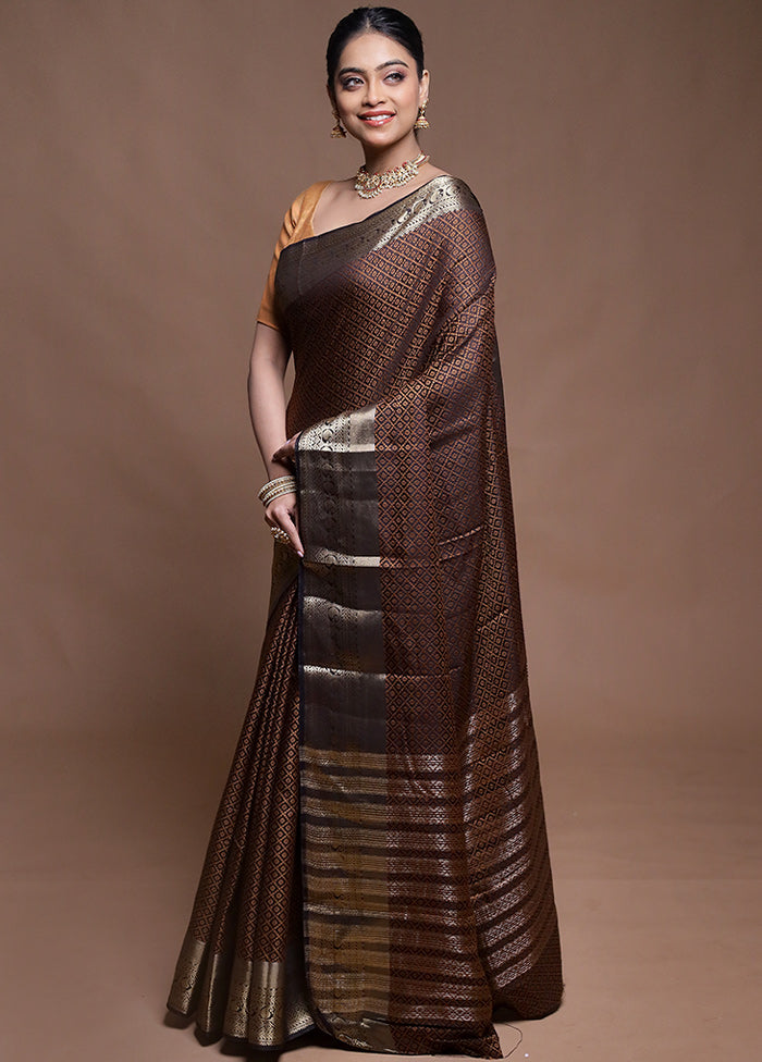 Black Dupion Silk Saree With Blouse Piece