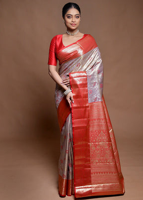 Purple Kanjivaram Silk Saree With Blouse Piece