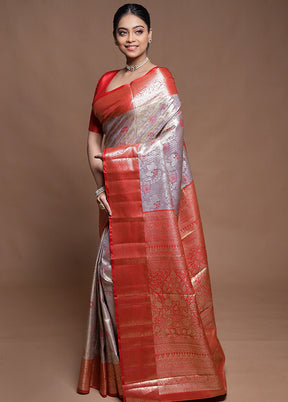 Purple Kanjivaram Silk Saree With Blouse Piece