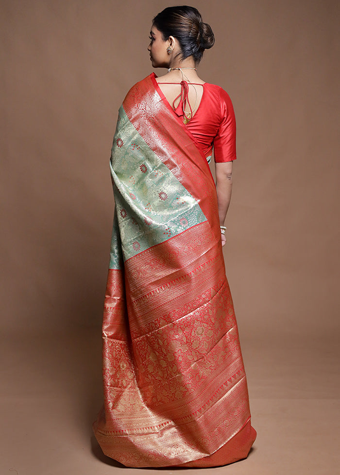 Green Kanjivaram Silk Saree With Blouse Piece