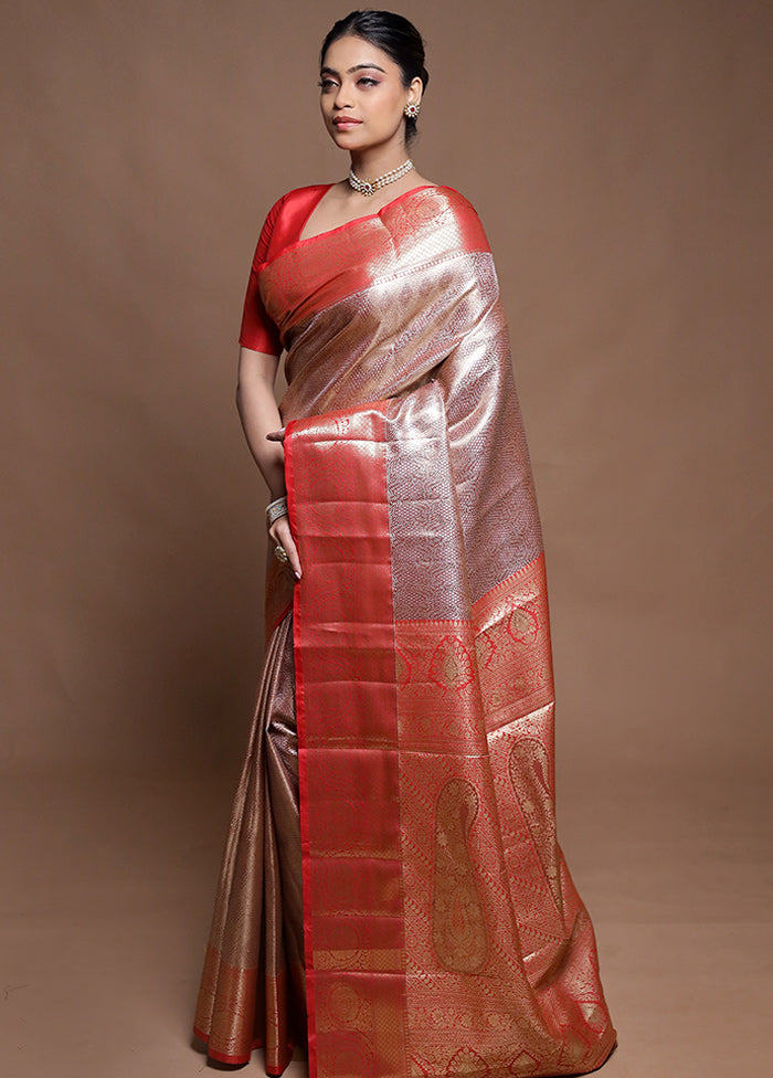 Pink Kanjivaram Silk Saree With Blouse Piece