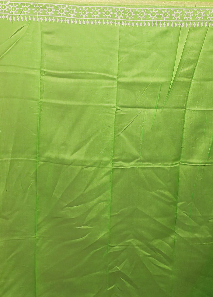 Green Chanderi Silk Saree With Blouse Piece