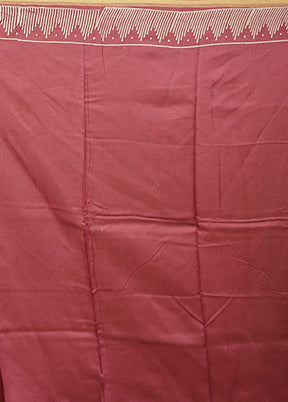 Maroon Chanderi Cotton Saree With Blouse Piece