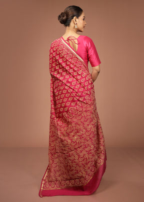 Red Chanderi Silk Saree With Blouse Piece