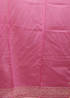 Pink Chanderi Silk Saree With Blouse Piece