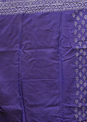 Blue Chanderi Cotton Saree With Blouse Piece